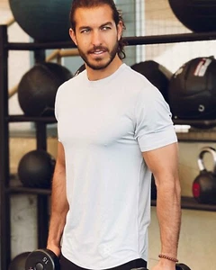Men's Workout T Shirts Short Sleeve Crew Neck Gym Tee Bodybuilding Muscle Shirts - Picture 1 of 32