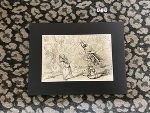 Genuine Antique ALICE IN WONDERLAND Connection , Art Print 1843 C A FEDERER - Picture 1 of 4