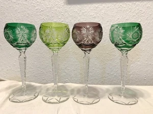 4 Stk. Wein-Gläser, Römer-Gläser, Bleikristall, Überfang-Glas, bunt. Römer Glass - Picture 1 of 24