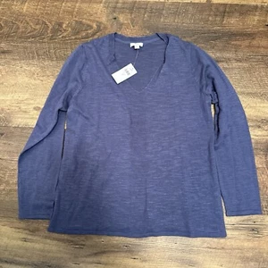 J. Jill V-Neck Eclipse Linen Cotton Blend Sweater Top Size Medium NEW - Picture 1 of 3