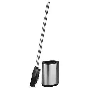 Adult Stainless Steel Satin Toilet Brush and Holder with Soft Rubber Bristles - Picture 1 of 6