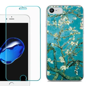 Für Apple iPhone SE 2020 Slim Case, Hartglas - Mandelblüte - Bild 1 von 2
