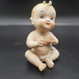 Vintage Napco Bisque Piano Baby Sitting Figurine Nursery  #3188 - 4.5 In Tall - Picture 1 of 9