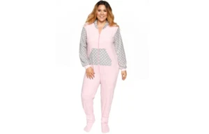NEW KATNAP WOMEN'S SOFT PLUSH LOUNGEWEAR PAJAMA COW ONE PIECE PINK SZ 1X - Picture 1 of 5