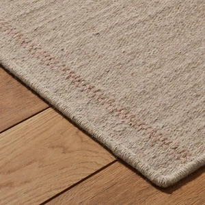 Lt Brown Striped Wool Kilim Area Rug Custom Size Flatweave Handwoven 9x12 ft Rug - Picture 1 of 10