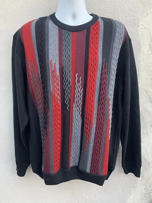 VTG Montechiaro Sweater Men XXL Vertical Striped Italian Wool Blend Italy LNC - Image 1 of 4