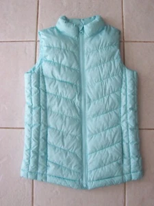 Girls Size 10-11 L Gap Kids Aqua Puffer Sleeveless Vest Coat Jacket EUC - Picture 1 of 5