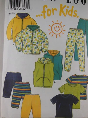 VTG NEW LOOK 6746 Childs Hooded Jacket Vest Top Leggings Shorts Pattern UNCUT - Image 1 of 2
