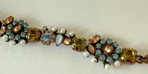 RARE Sorrelli Signed Opulent "Looking Glass" Bracelet Flower Faux Pearl NWOT - Picture 1 of 12