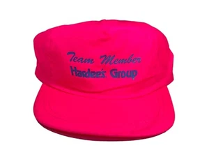Vintage 90s Hot Pink Hardee’s Restaurant Team Member Hat NOS SnapBack - Bild 1 von 8