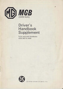MGB Handbook Supplement 1975 AKM 3507