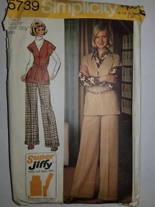 Jacket Pants Slacks Size 12 Sewing Pattern 5739 Simplicity CUT Vtg 70s Jiffy - Picture 1 of 3