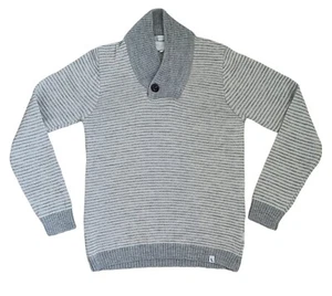 Maglione lana grigio pellegrino maglione collo scialle uomo grande made in England - Foto 1 di 8