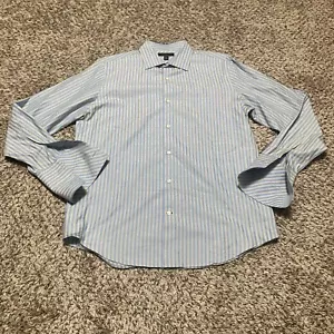 Camisa de vestir ajustada Banana Republic para hombre talla grande 16-16,5 azul verde a rayas - Imagen 1 de 5