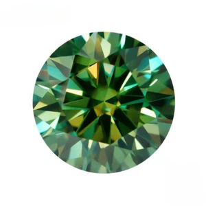 Moissanite Green Round 1.00CT 6.5mm Certified Lab Diamond - Picture 1 of 3
