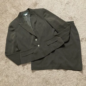 Harve Bernard Skirt Suit Size 18 Brown Pinstripe 2pc Set Career Church Business - Picture 1 of 12