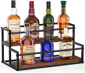 Liquor Bottle Display Shelf 2 Tier Rack Holder Bar Shelf Stand for Wine Whiskey - Bild 1 von 12