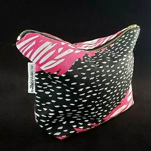 Sparrow Brand Bag Pouch Travel Makeup Toiletry Vanity Cotton Pink Black White - Picture 1 of 12