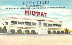 Bethel PA Midway Diner U.S. 22 "Home Made Pies" Linen Postcard - Picture 1 of 2