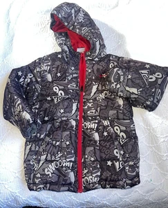 Nike Puffy Full Zip Graphic Print Coat Jacket Boys Size 6 Gray Red Air Max puff - Picture 1 of 8