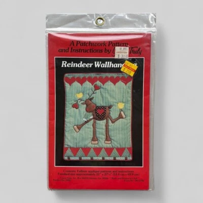 复古驯鹿壁挂贴花被子图案 3945 FF 未切割 NOS — 第 1/2 张图片