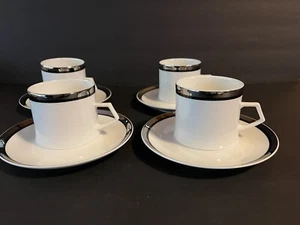 Mikasa Solitude Bone China Cup & Saucer Mid Century Modern 8 Pc A5-166 - Picture 1 of 7