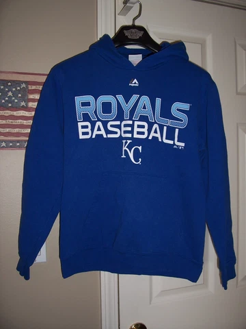 Mens MAJESTIC Kansas City Royals Baseball Blue Hoodie Hooded Sweatshirt Small Cover