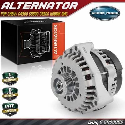 Alternador para Chevrolet C4500 C5500 C6500 C7500 Kodiak GMC 150A 12V CW 6 ranuras Foto 1 de 4