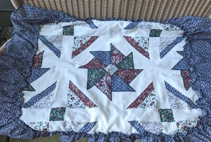 VTG JC Penney Standard Ruffle Pillow Sham Patchwork Motif Country Cottage Floral - Picture 1 of 9