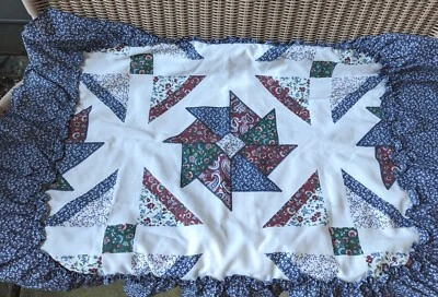 VTG JC Penney Standard Ruffle Pillow Sham Patchwork Motif Country Cottage Floral - Image 1 of 4