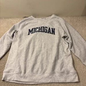 Vintage Champion Reverse Weave Michigan Wolverines Sweatshirt L Gray Crewneck - Picture 1 of 18