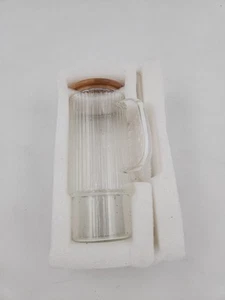 Transparent With Lid And Straw Milk Coffee Mug Tea Cup Mug Stripes with Handle - Picture 1 of 4