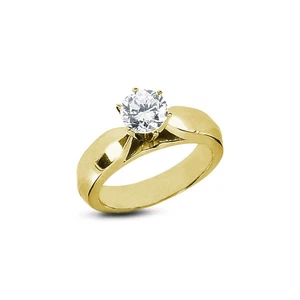 1.21ct F VS1 Round Natural Diamond Yellow Gold Solitaire Engagement Ring - Picture 1 of 4