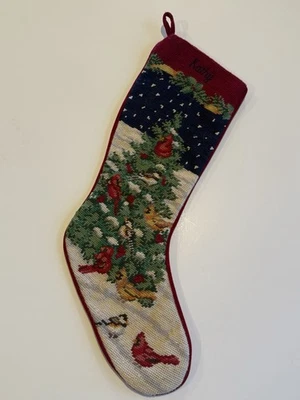 PONTA DE AGULHA DE LÃ ÁRVORE DE NATAL PÁSSAROS MEIA FEITA À MÃO KATHY PERSONALIZADO FIM DE TERRAS - Imagem 1 de 4