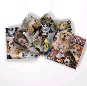 5 Pack Bundle Fat Quarters 100% Cotton Fabric Cats Dogs Kittens Puppies Lot FQ - Picture 1 of 2