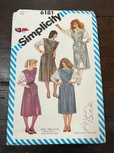 Simplicity Vtg 80s 6181 Misses Button Front Jumper Pullover Blouse Sz 12 Uncut - Picture 1 of 4