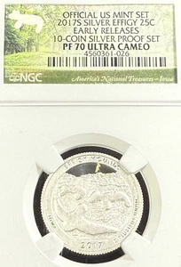 2017 S SILVER PROOF EFFIGY QUARTER EARLY RELEASE NGC PF70 ULTRA CAMEO - Picture 1 of 2