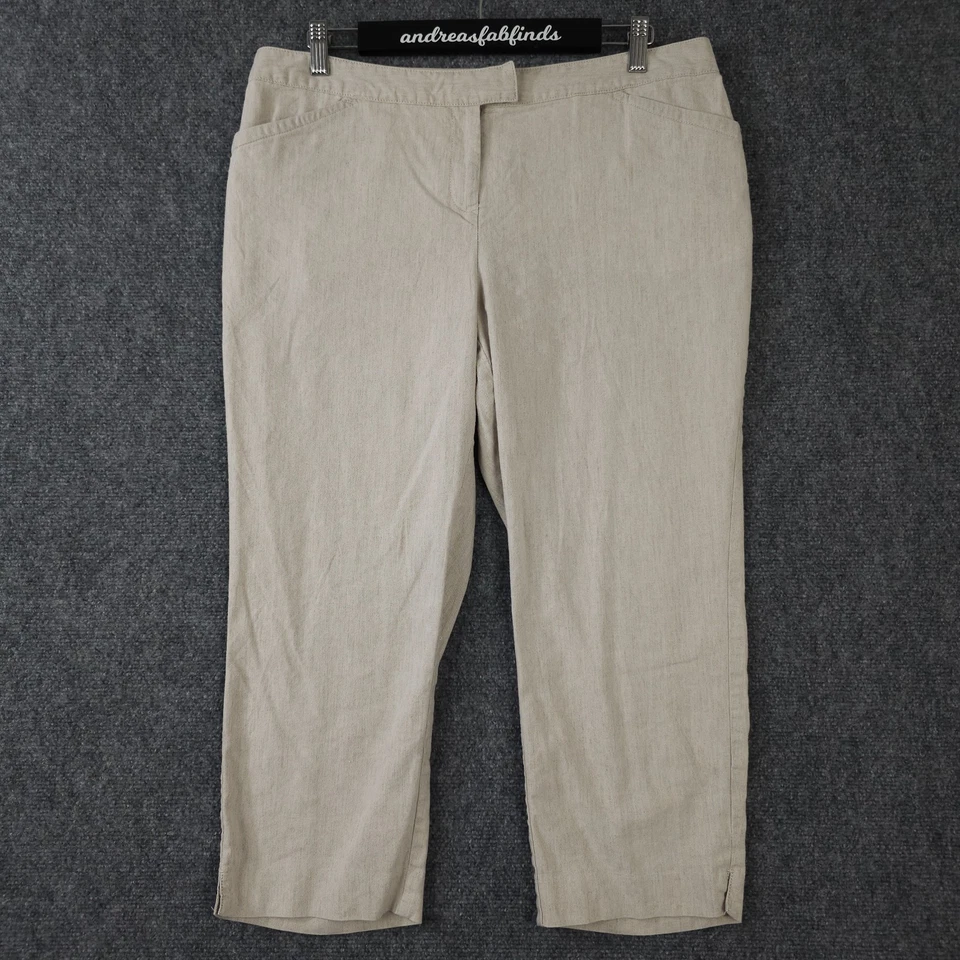 J Jill Pants Womens 14P Beige Linen Blend Cropped Genuine Fit Below Waist Casual - Image 1 of 4