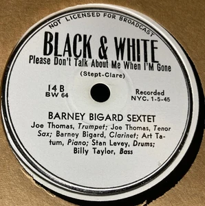 Barney Bigard Sextet 78 RPM Record Can’t Help Lovin B&W WHITE LABEL - Picture 1 of 2