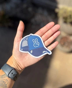 Dutch Bros Sticker Blue Baseball Cap June 11 2025 Peace Sign - FREE SHIPPING! - Picture 1 of 2