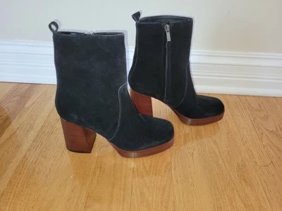 Bota Marc Fisher Marysa salto bloco plataforma camurça preta tamanho 9 M - Imagem 1 de 4