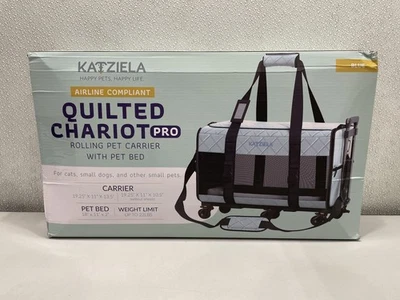 Katziela Airline Compliant Quilted Chariot Pro Rolling Pet Carrier With Pet Bed - Image 1 of 4