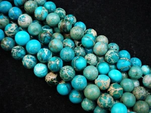 Turquoise Prase Pyrite 8mm Gemstone Beads 35cm Strand DIY Bracelets - Picture 1 of 1