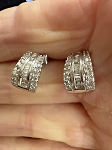 Vintage GTR 14kt White Gold Diamond Huggies NIB - Picture 1 of 8