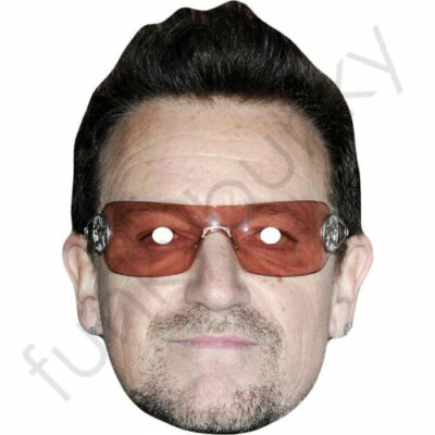 U2 frontman Bono Celebrity Card Face Mask - Ready To Wear - Fancy Dress - Image 1 of 2