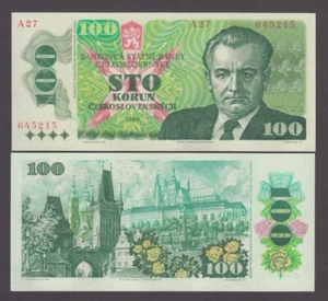 TSCHECHOSLOWAKEI P.97 100 KORUN 1989 GOTTWALD KURZLEBIGE NOTIZ PFX A27 UNC 2307 - Bild 1 von 1