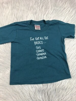 Camiseta vintage verde azulado niño de una sola puntada abuela abuelo Foto 1 de 4