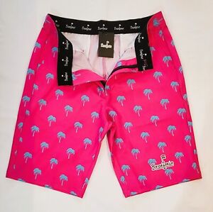 Men's Pink Blue Palms Stretch High Quality Golf Shorts