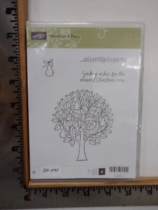 STAMPIN UP PARTRIDGE & PEARS CHRISTMAS CLING RUBBER STAMP SET EUC A32794 - Picture 1 of 3