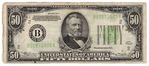 $50 1934 Federal Reserve Note New York NY FR#2102-B - Picture 1 of 2
